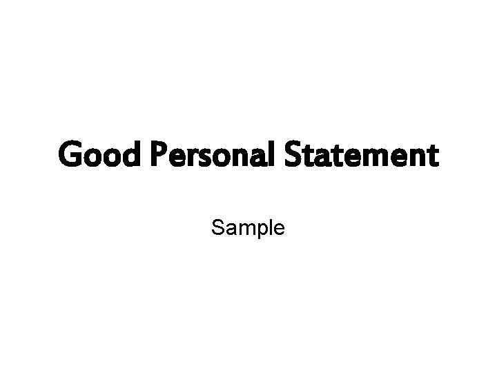 Good Personal Statement Sample 
