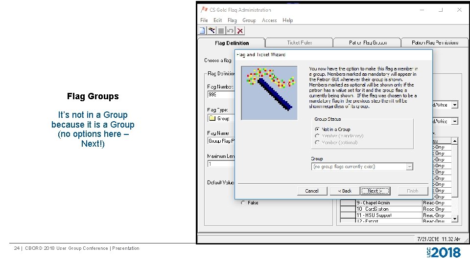 Flag Groups It’s not in a Group because it is a Group (no options