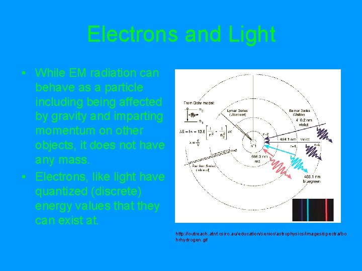 Electrons and Light • While EM radiation can behave as a particle including being