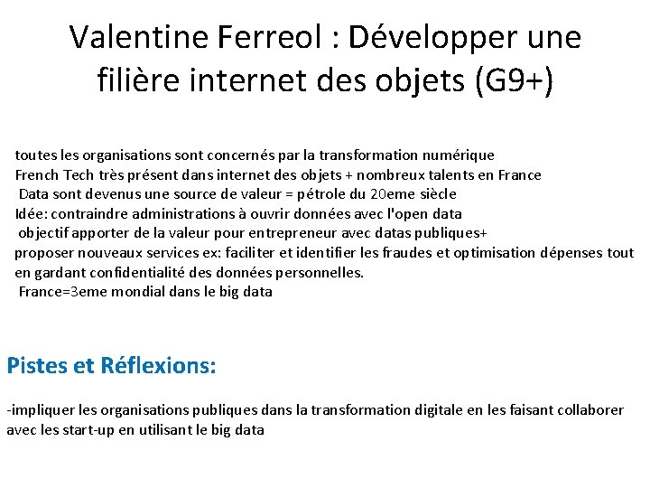 Valentine Ferreol : Développer une filière internet des objets (G 9+) toutes les organisations