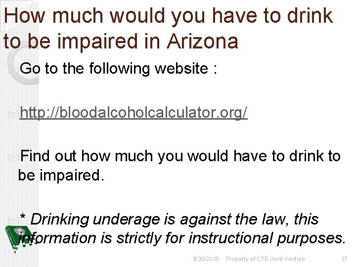 How much would you have to drink to be impaired in Arizona Go to