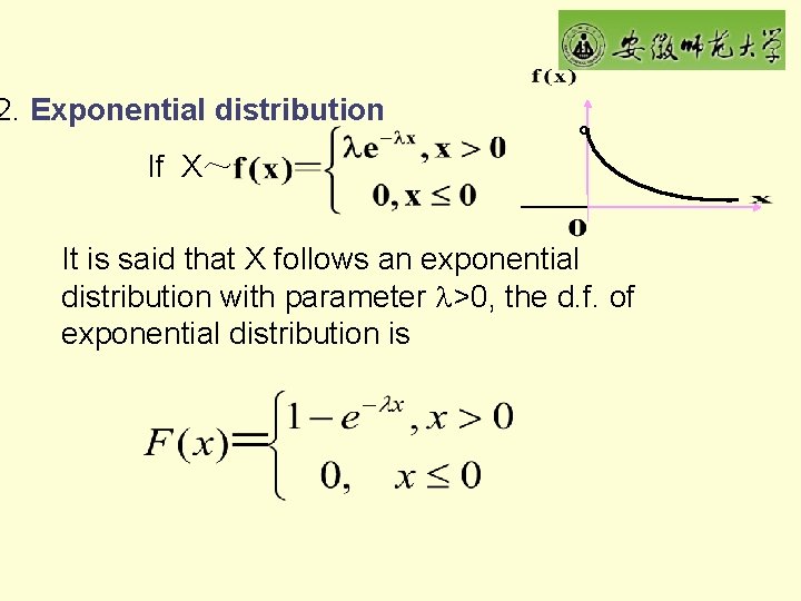2. Exponential distribution If X～ It is said that X follows an exponential distribution