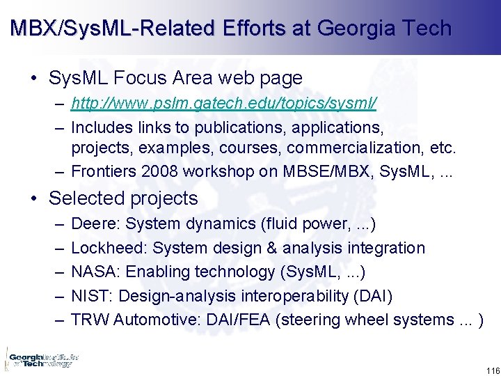 MBX/Sys. ML-Related Efforts at Georgia Tech • Sys. ML Focus Area web page –