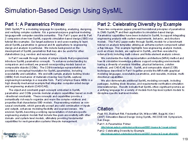 Simulation-Based Design Using Sys. ML Part 1: A Parametrics Primer Part 2: Celebrating Diversity