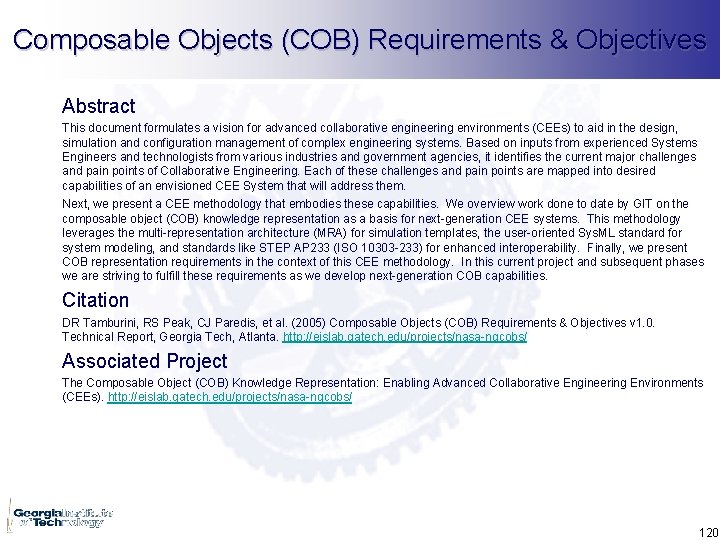 Composable Objects (COB) Requirements & Objectives Abstract This document formulates a vision for advanced
