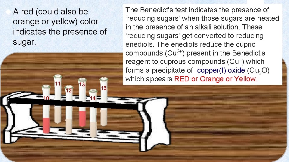 A red (could also be orange or yellow) color indicates the presence of