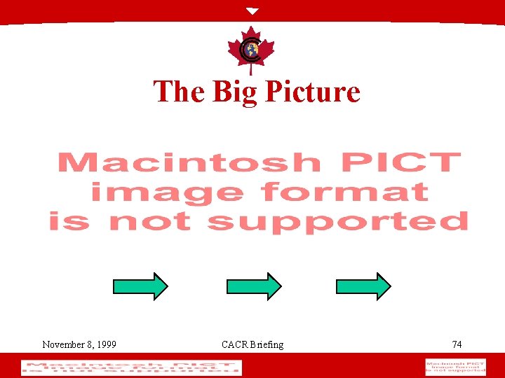 The Big Picture November 8, 1999 CACR Briefing 74 