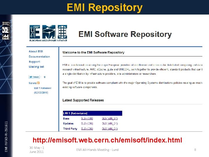 EMI INFSO-RI-261611 EMI Repository http: //emisoft. web. cern. ch/emisoft/index. html 30 May - 1