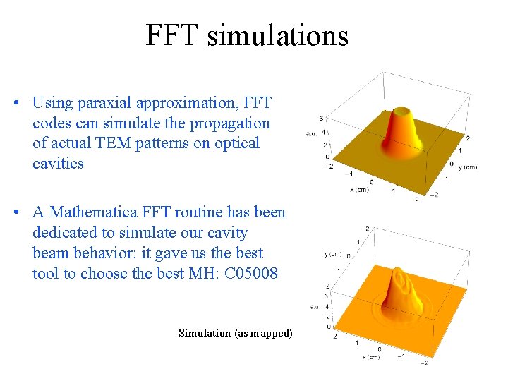 FFT simulations • Using paraxial approximation, FFT codes can simulate the propagation of actual