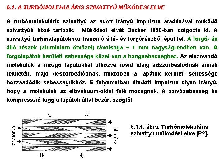 6. 1. A TURBÓMOLEKULÁRIS SZIVATTYÚ MŰKÖDÉSI ELVE A turbómolekuláris szivattyú az adott irányú impulzus