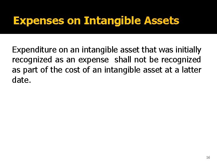 Expenses on Intangible Assets Expenditure on an intangible asset that was initially recognized as