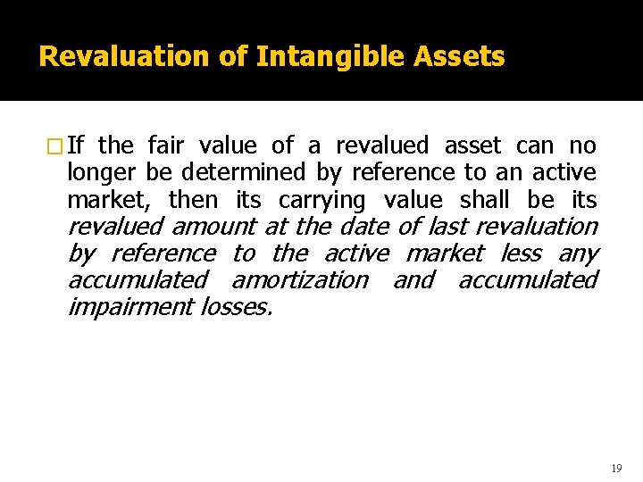 Revaluation of Intangible Assets � If the fair value of a revalued asset can