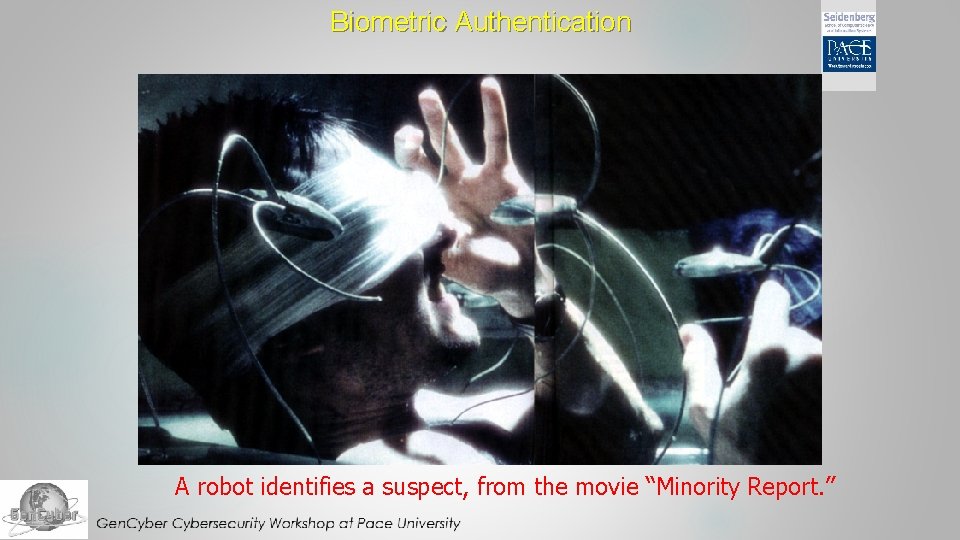 Biometric Authentication A robot identifies a suspect, from the movie “Minority Report. ” 