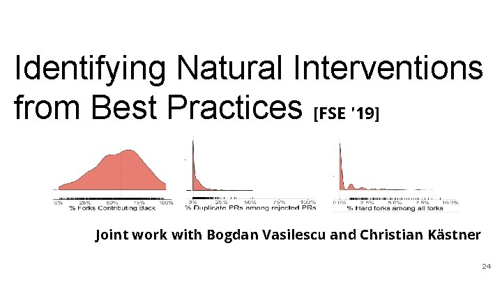 Identifying Natural Interventions from Best Practices [FSE '19] Joint work with Bogdan Vasilescu and