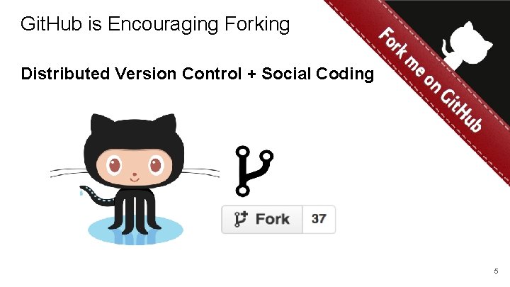 Git. Hub is Encouraging Forking Distributed Version Control + Social Coding 5 