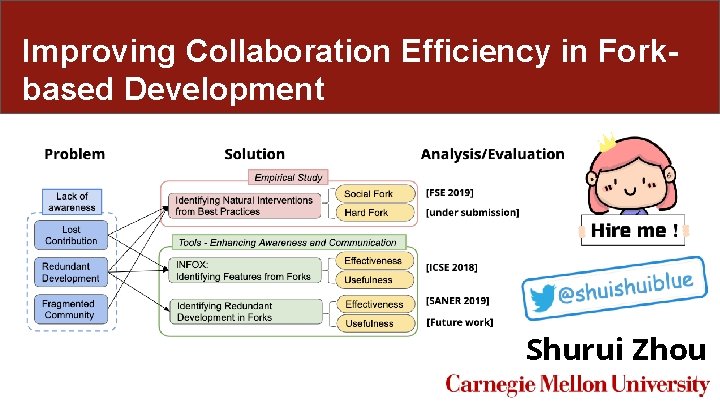 Improving Collaboration Efficiency in Forkbased Development Shurui Zhou 