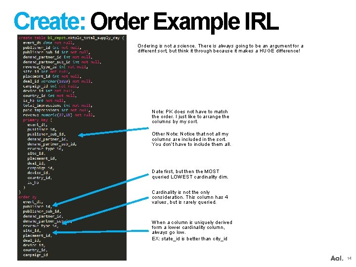 Create: Order Example IRL Ordering is not a science. There is always going to