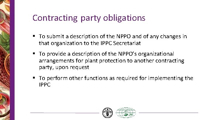 Contracting party obligations § To submit a description of the NPPO and of any