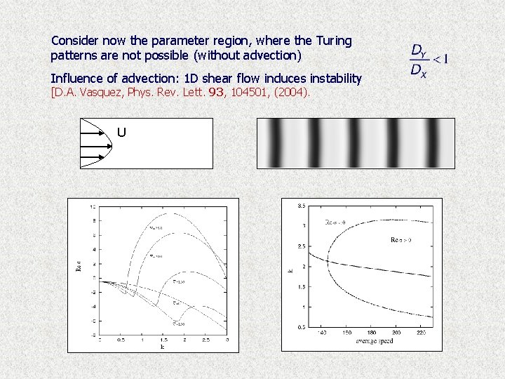 Consider now the parameter region, where the Turing patterns are not possible (without advection)