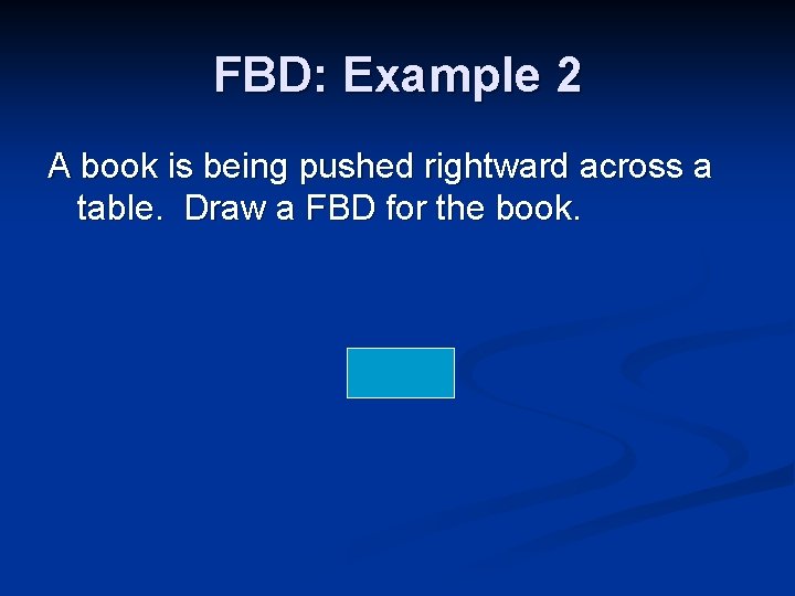 FBD: Example 2 A book is being pushed rightward across a table. Draw a
