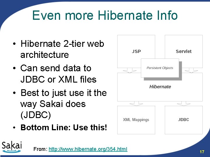 Even more Hibernate Info • Hibernate 2 -tier web architecture • Can send data