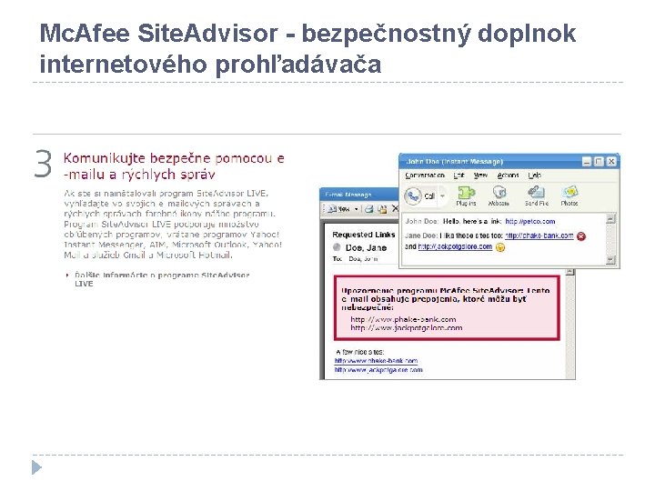 Mc. Afee Site. Advisor - bezpečnostný doplnok internetového prohľadávača 