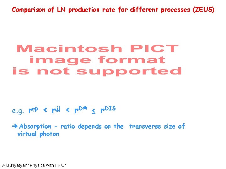 Comparison of LN production rate for different processes (ZEUS) e. g. rgp < rjj