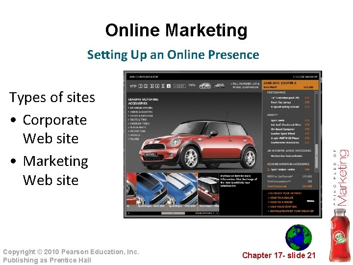 Online Marketing Setting Up an Online Presence Types of sites • Corporate Web site