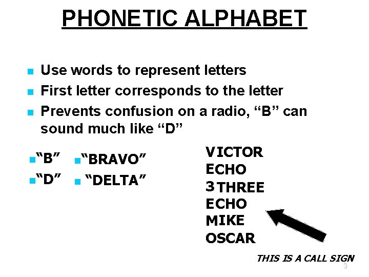 PHONETIC ALPHABET n n n Use words to represent letters First letter corresponds to