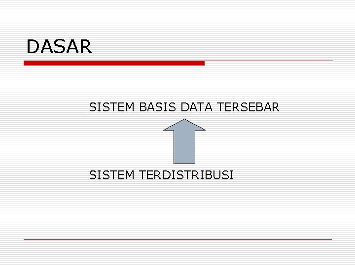 DASAR SISTEM BASIS DATA TERSEBAR SISTEM TERDISTRIBUSI 