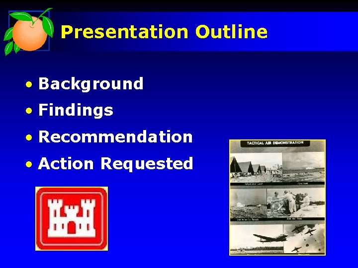 Presentation Outline • Background • Findings • Recommendation • Action Requested 