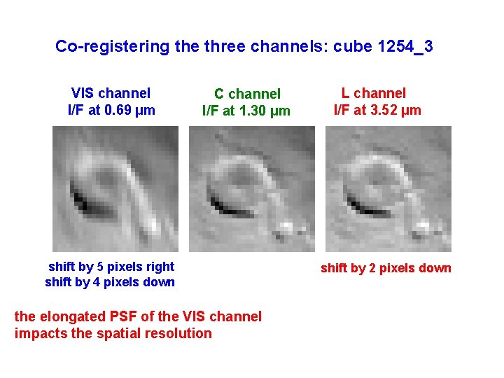 Co-registering the three channels: cube 1254_3 VIS channel I/F at 0. 69 µm C