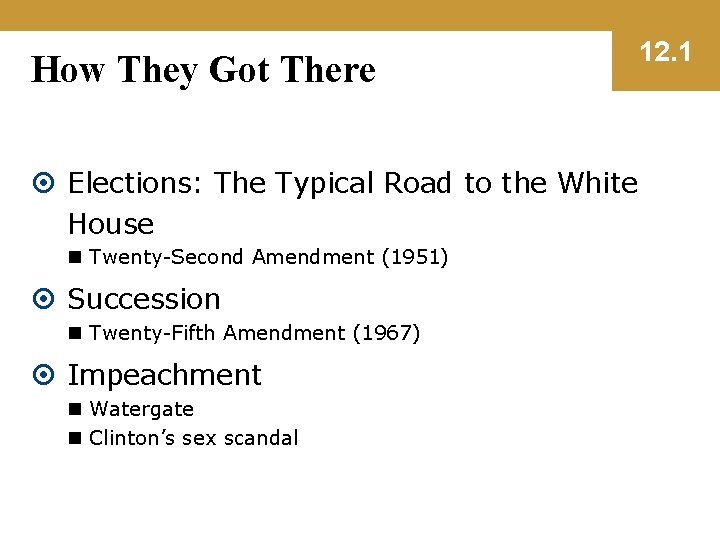 How They Got There Elections: The Typical Road to the White House n Twenty-Second