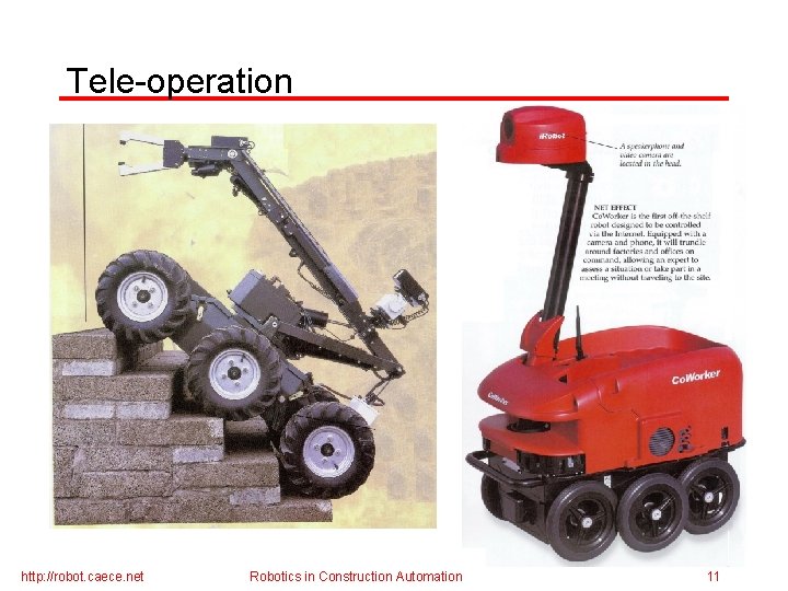 Tele-operation http: //robot. caece. net Robotics in Construction Automation 11 