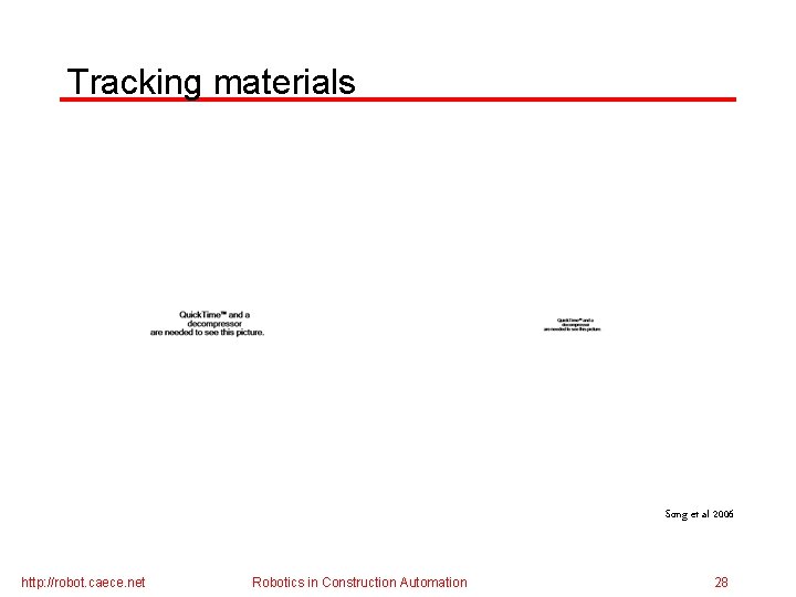 Tracking materials Song et al 2006 http: //robot. caece. net Robotics in Construction Automation