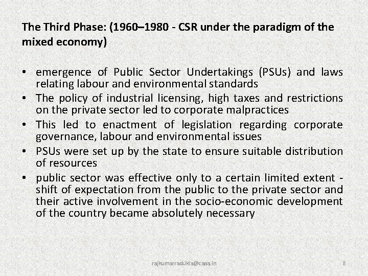 The Third Phase: (1960– 1980 - CSR under the paradigm of the mixed economy)