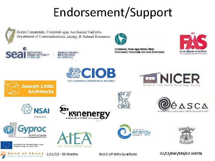 Endorsement/Support 1/11/13 – 33 Months BUILD UP Skills Quali. Build IEE/12/BWI/339/SI 2. 659728 