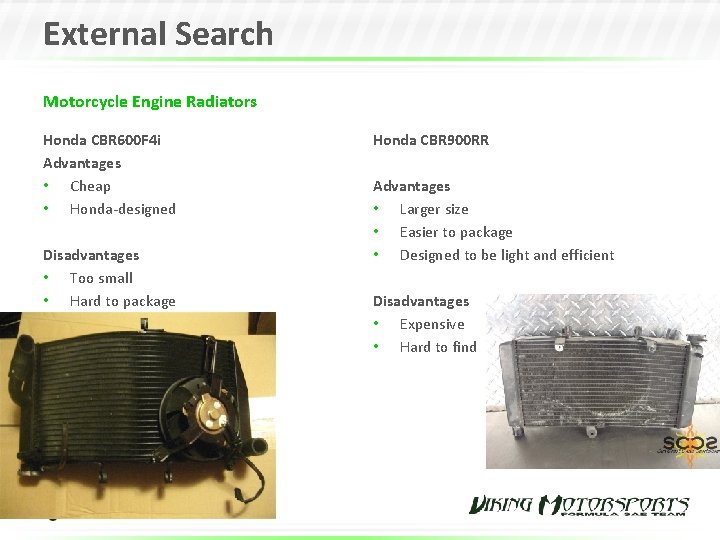 External Search Motorcycle Engine Radiators Honda CBR 600 F 4 i Advantages • Cheap