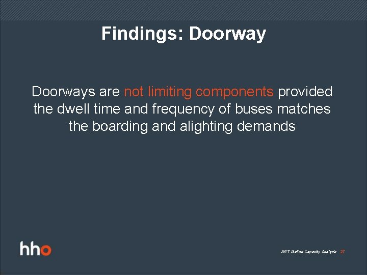 Findings: Doorways are not limiting components provided the dwell time and frequency of buses