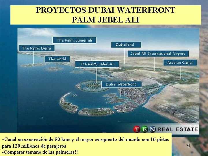 PROYECTOS-DUBAI WATERFRONT PALM JEBEL ALI -Canal en excavación de 80 kms y el mayor