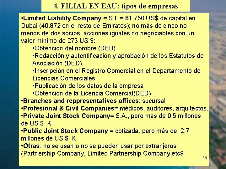 4. FILIAL EN EAU: tipos de empresas • Limited Liability Company = S. L.