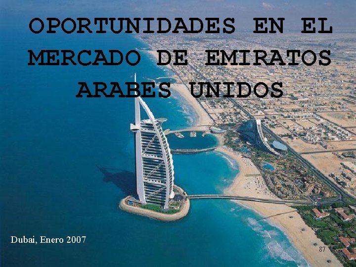 OPORTUNIDADES EN EL MERCADO DE EMIRATOS ARABES UNIDOS Dubai, Enero 2007 87 