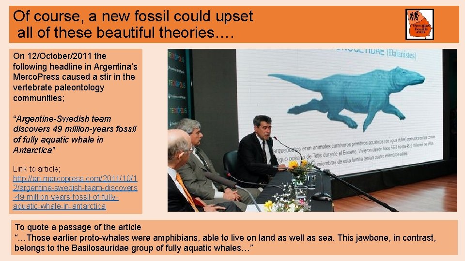 Of course, a new fossil could upset all of these beautiful theories…. On 12/October/2011
