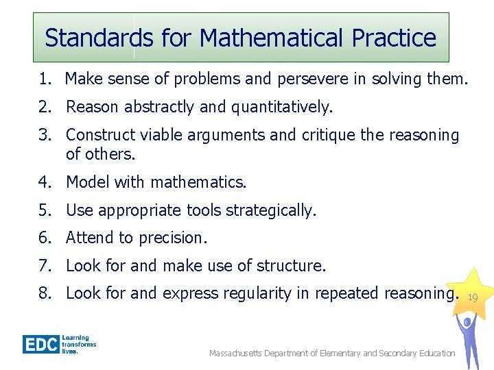 Standards for Mathematical Practice 1. Make sense of problems and persevere in solving them.
