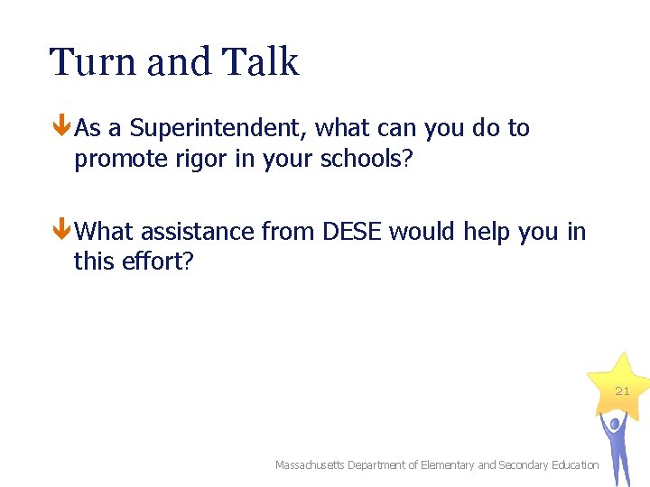 Turn and Talk As a Superintendent, what can you do to promote rigor in