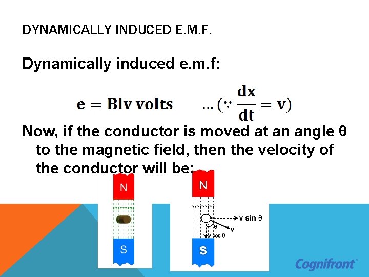 DYNAMICALLY INDUCED E. M. F. Dynamically induced e. m. f: Now, if the conductor