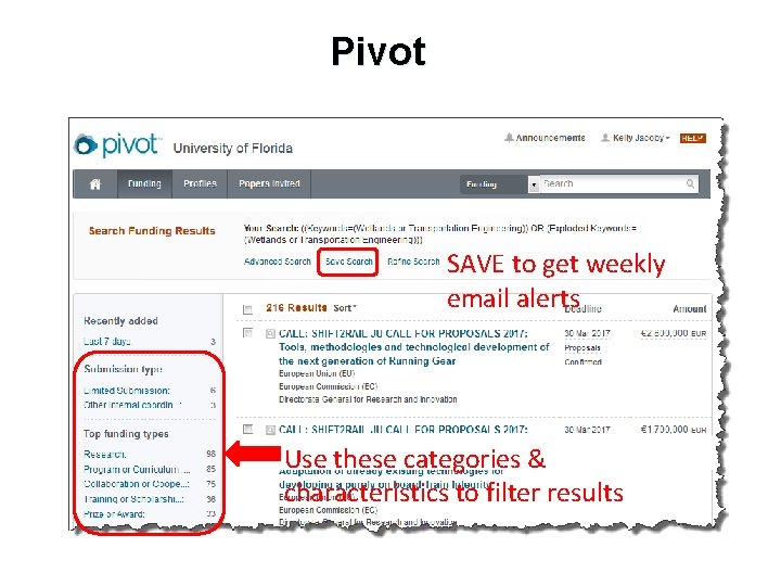 Pivot SAVE to get weekly email alerts Use these categories & characteristics to filter