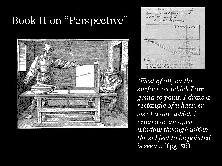 Book II on “Perspective” “First of all, on the surface on which I am