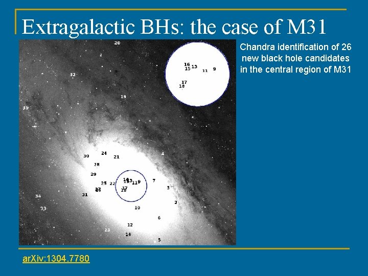 Extragalactic BHs: the case of M 31 Chandra identification of 26 new black hole