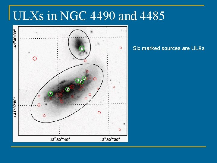 ULXs in NGC 4490 and 4485 Six marked sources are ULXs 